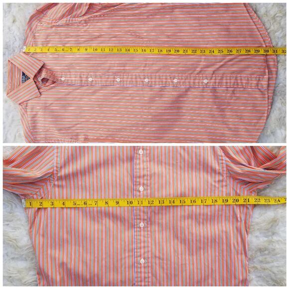 100% Cotton Orange Stripe ButtonUp Dress Shirt Polo Ralph Lauren Size 15.5 32/33 - Picture 5 of 7